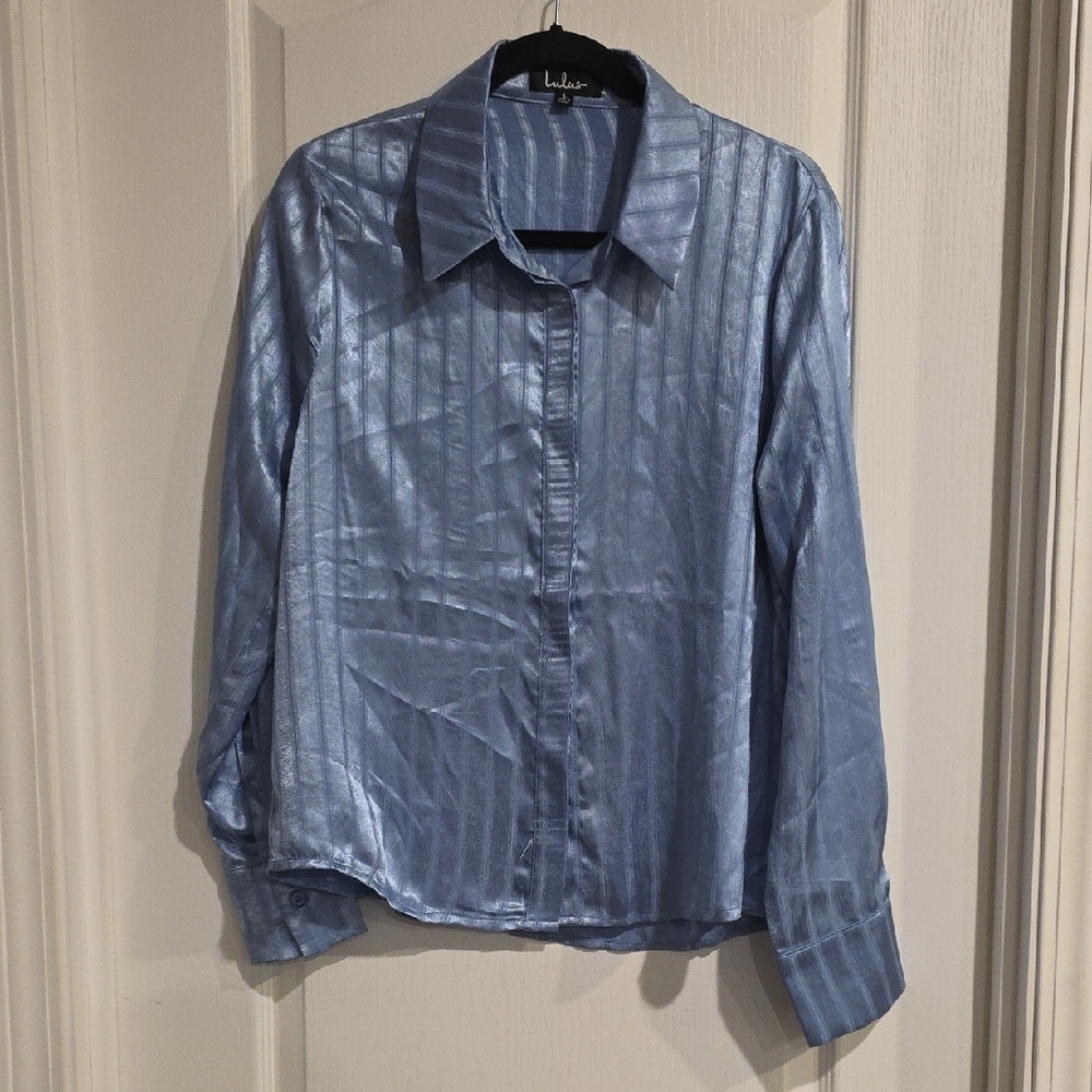 Lulu's Shimmering Blue Blouse